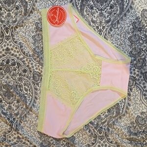 NWT Splendies panties pink with yellow lace